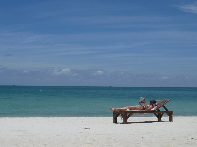 Sunbathing on the beach