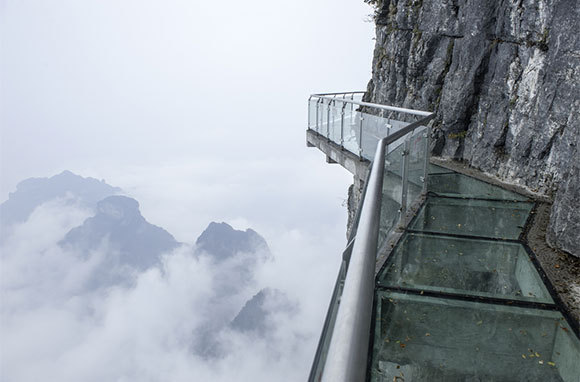 Glass Skywalking Around Tianmen Mountain, China