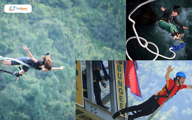 Camping bungee jumping white water rafting